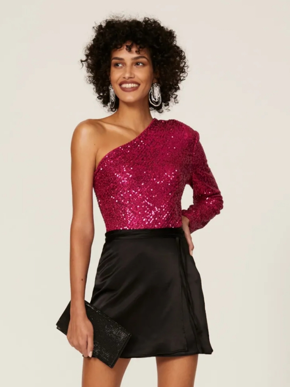 Nwt Trina Turk Over The Moon One Shoulder Shirt Women Med